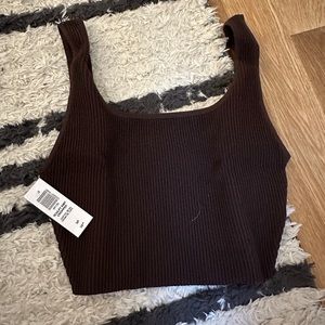 Aritzia babaton sculpt knit cropped tank coffee brown